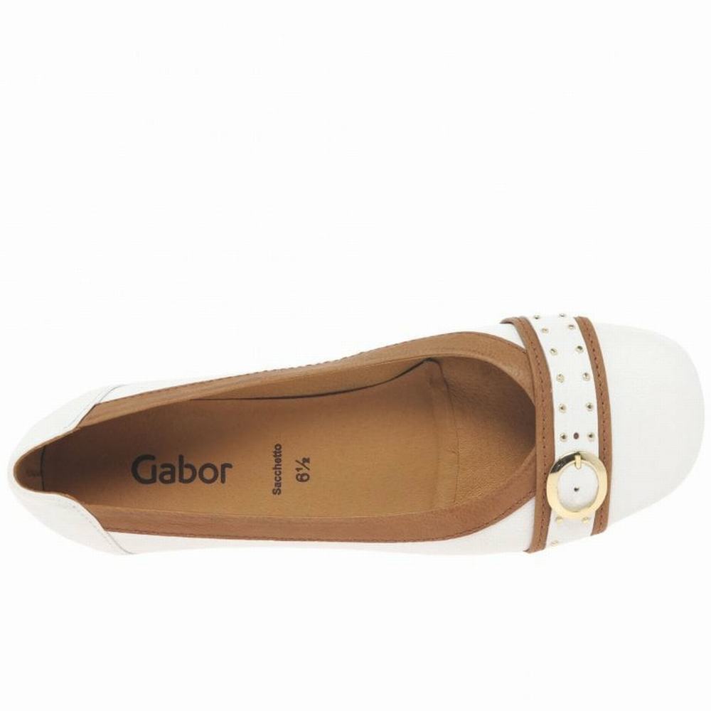 Ballerinas Gabor Michelle Casuales Stud Hebilla Mujer Blancas Marrones | ES0001974