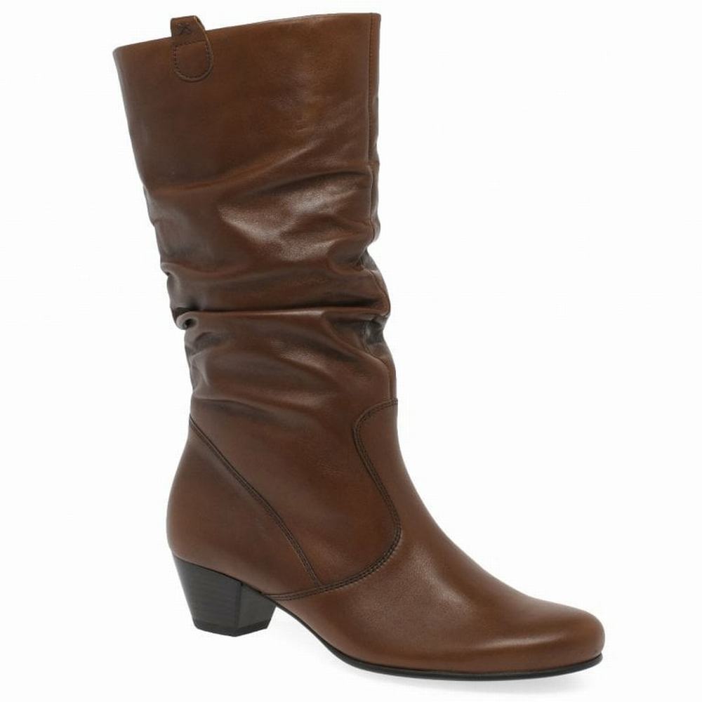 Botas Hasta La Rodilla Gabor Rachel Cuero Anchos Fitting Mujer Marrones | ES0002987