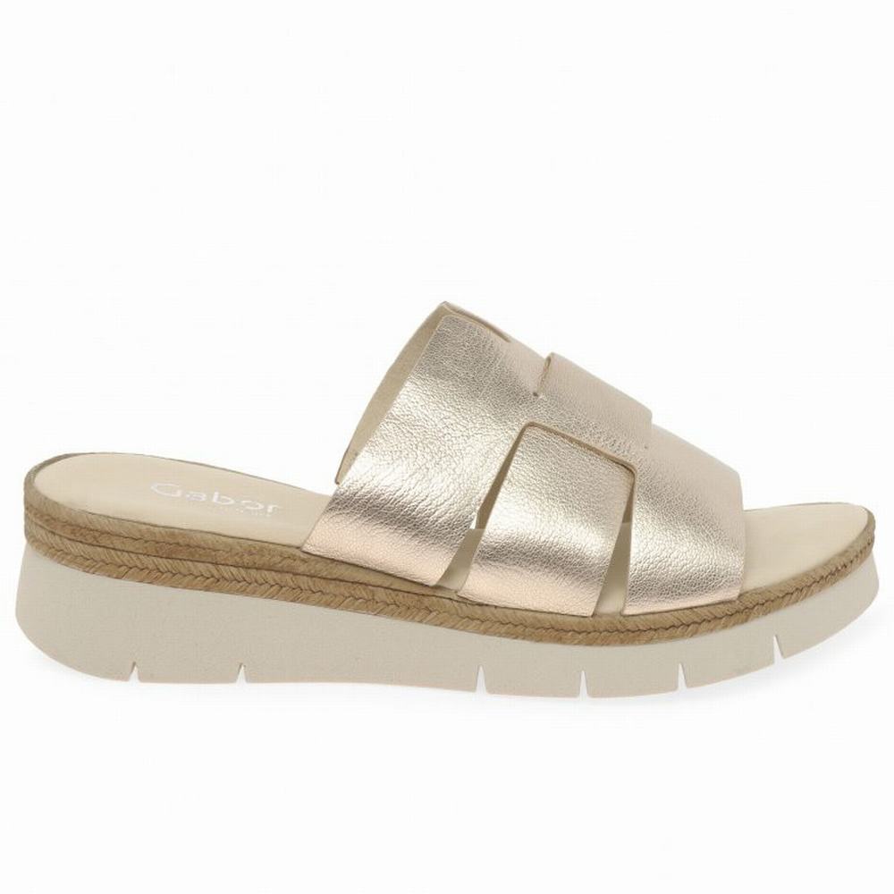 Sandalias Cuña Gabor League Mule Sandals Mujer Sliver | ES0002194