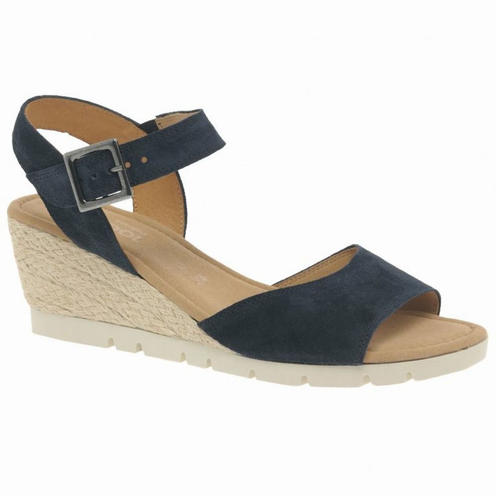 Sandalias Cuña Gabor Nieve Heel Sandals Mujer Azul Marino | ES0002186