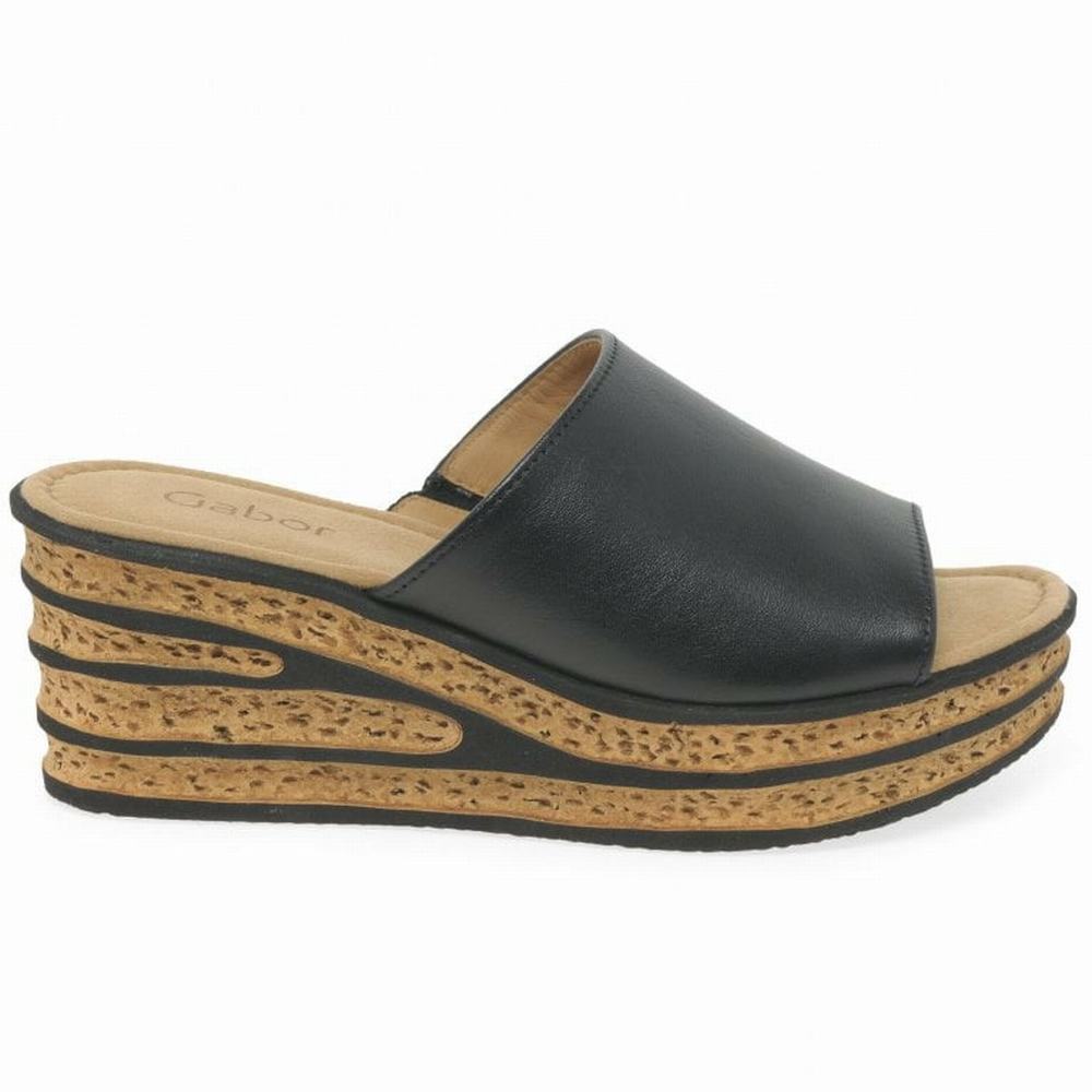 Sandalias Cuña Gabor Trixie Heel Sandals Mujer Negras | ES0002185