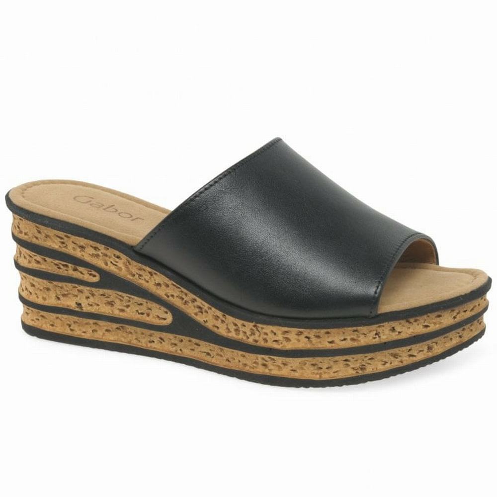 Sandalias Cuña Gabor Trixie Heel Sandals Mujer Negras | ES0002185