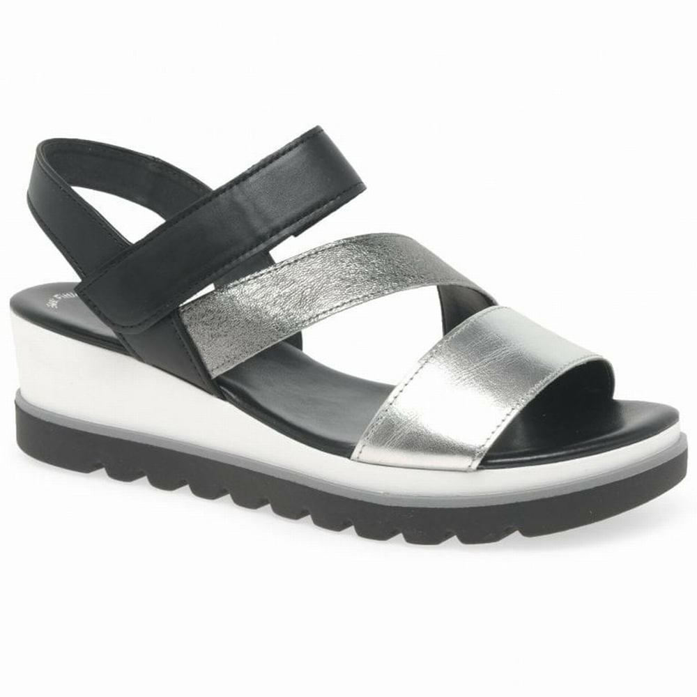 Sandalias Cuña Gabor Yarm Heel Sandals Mujer Negras | ES0002176