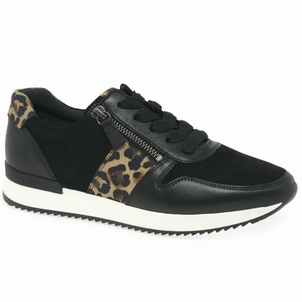 Zapatillas Gabor Lulea Casuales Mujer Negras Leopardo | ES0001315