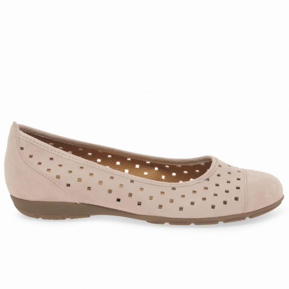 Zapatos Planos Gabor Ruffle Punched Detail Mujer Beige | ES0001938