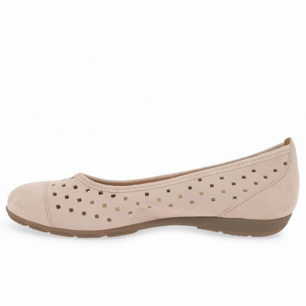 Zapatos Planos Gabor Ruffle Punched Detail Mujer Beige | ES0001938