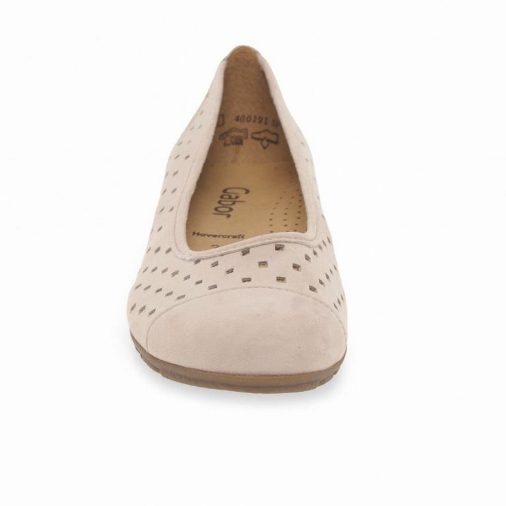 Zapatos Planos Gabor Ruffle Punched Detail Mujer Beige | ES0001938