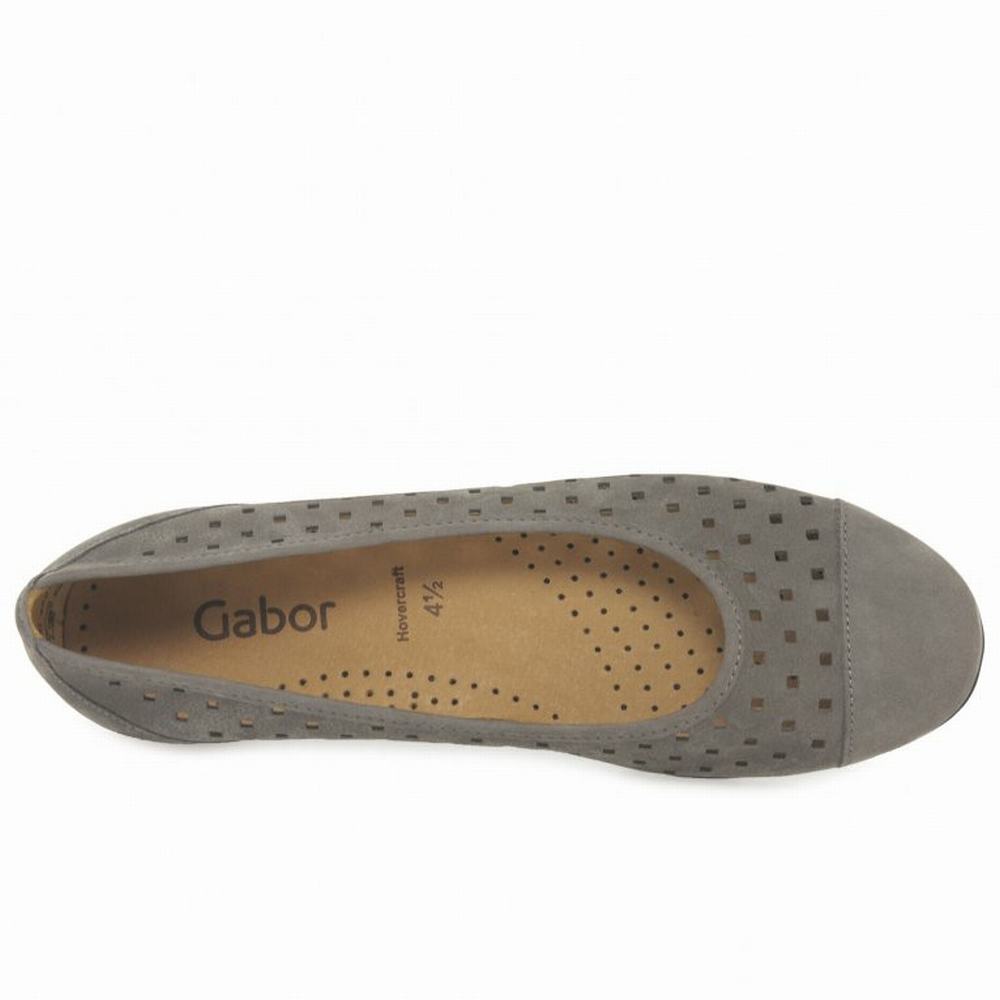 Zapatos Planos Gabor Ruffle Punched Detail Mujer Gris | ES0001939