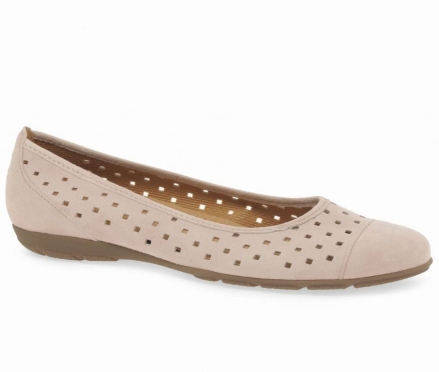 Zapatos Planos Gabor Ruffle Punched Detail Mujer Beige | ES0001938